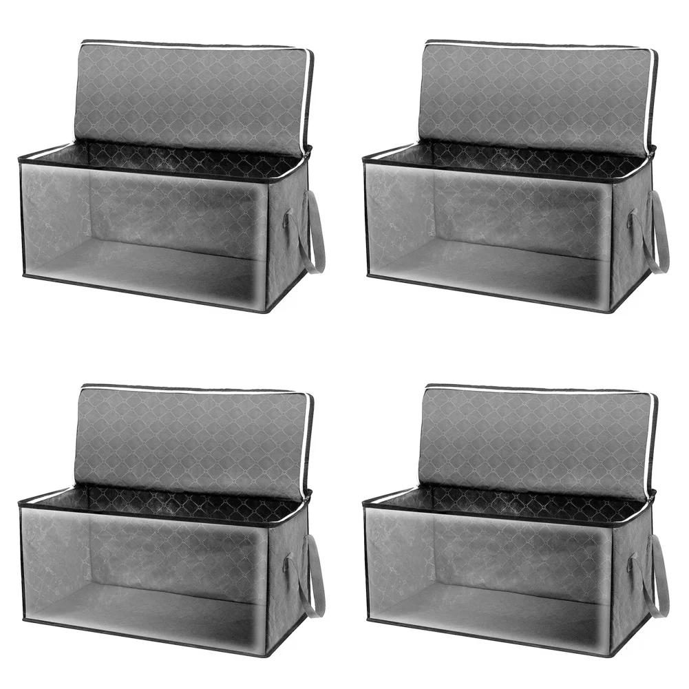 4/1PCS Large Capacity Foldable Clothes Storage Bag Organizer Reinforced Handle for Blankets Bedding with Lids Zipper Storage Bag