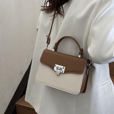 New High-end Contrasting Color Fashion Briefcase Bag Portable Shoulder Crossbody Trendy Women's Bag