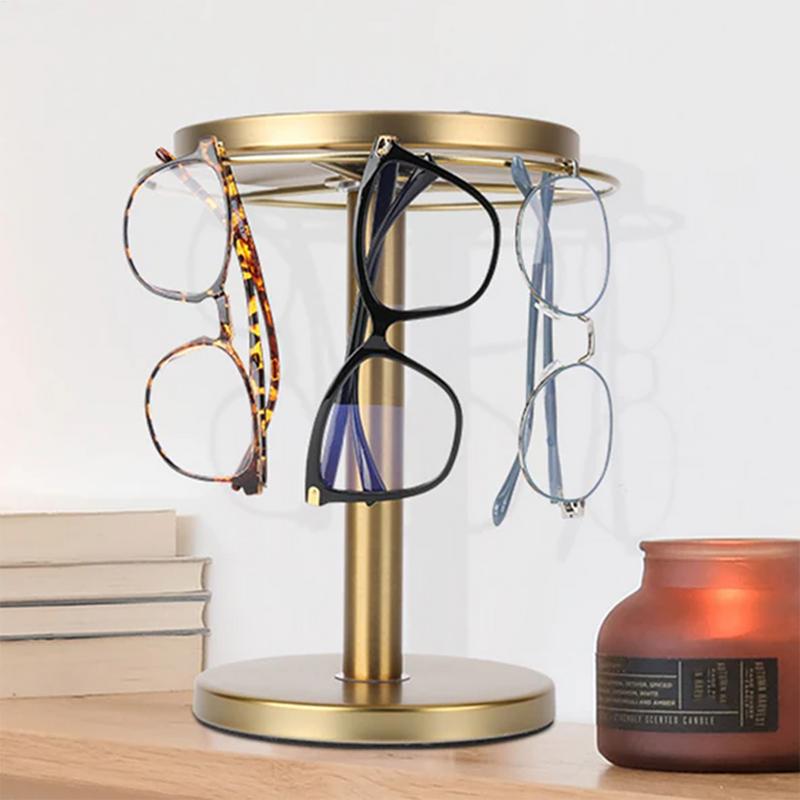 Sunglasses Holder Organizer 360Rotatable Stainless Steel Eyeglasses Display Stand Eyewear Storage Rack For Desk Dresser