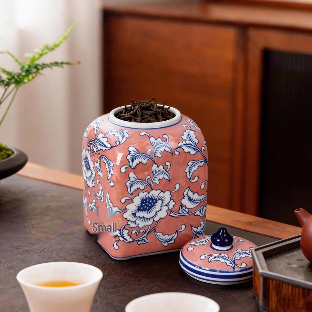 Elegant Blue and White Porcelain Storage Jar - High-End Decor, Tea Caddy, or Living Room Ornament