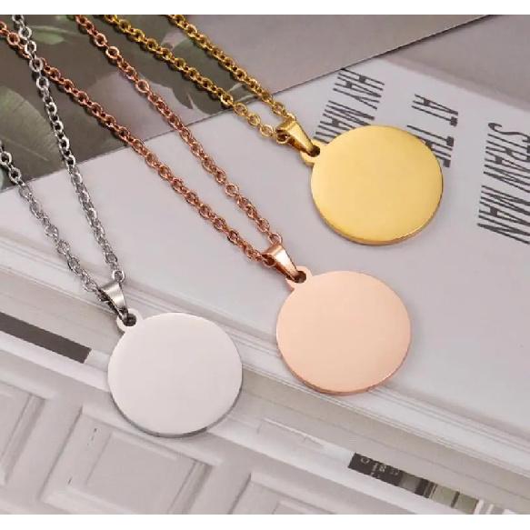 10Pcs 15-30mm Blank Round Discs Pendant Necklaces Gold Plated Chain Necklaces For DIY Custom Name Logo Women's Men's Jewelry