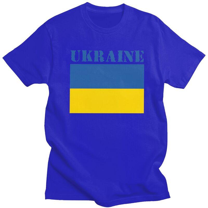 Custom Ukraine Flag T Shirts Men Pure Cotton Tees Tshirt Tshirt Clothing