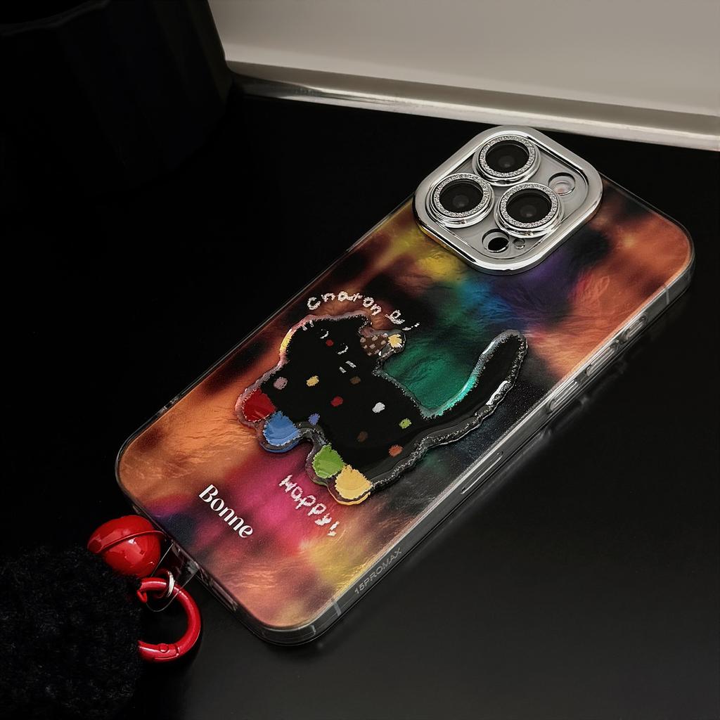 Three dimensional Polka Dot Black Cat Suitable for 17promax Mobile Phone Case Apple IPhone 16 Funny Cartoon 13 Pendant 14 Hard