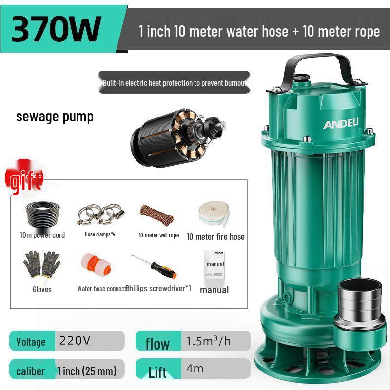 Submersible Sewage & Sludge Cutter Pump for Toilets & Cesspools - Ideal for Household & Agricultural Drainage and Irrigation