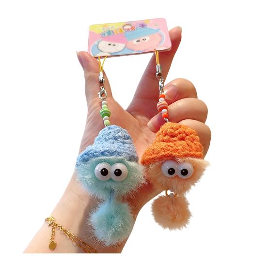 2 szt. Pluszowy brelok Briquettes z kapeluszem, urocza zawieszka do plecaka szkolnego na klucze, torbę, mini pluszowa zabawka, prezenty