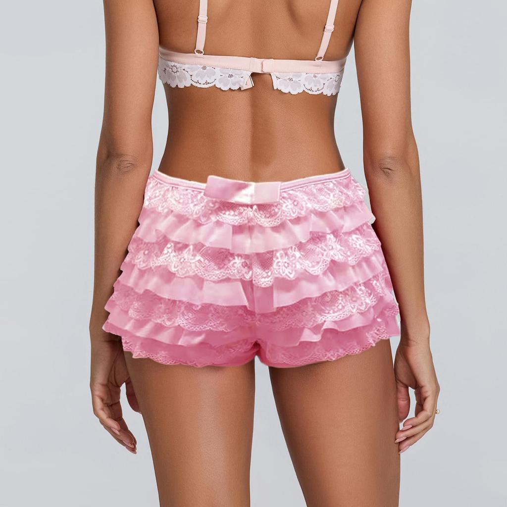2025 Euro Lace Layered Mini Skirt with Patchwork and Ultra-short Hot Pants – Spring Trend Style