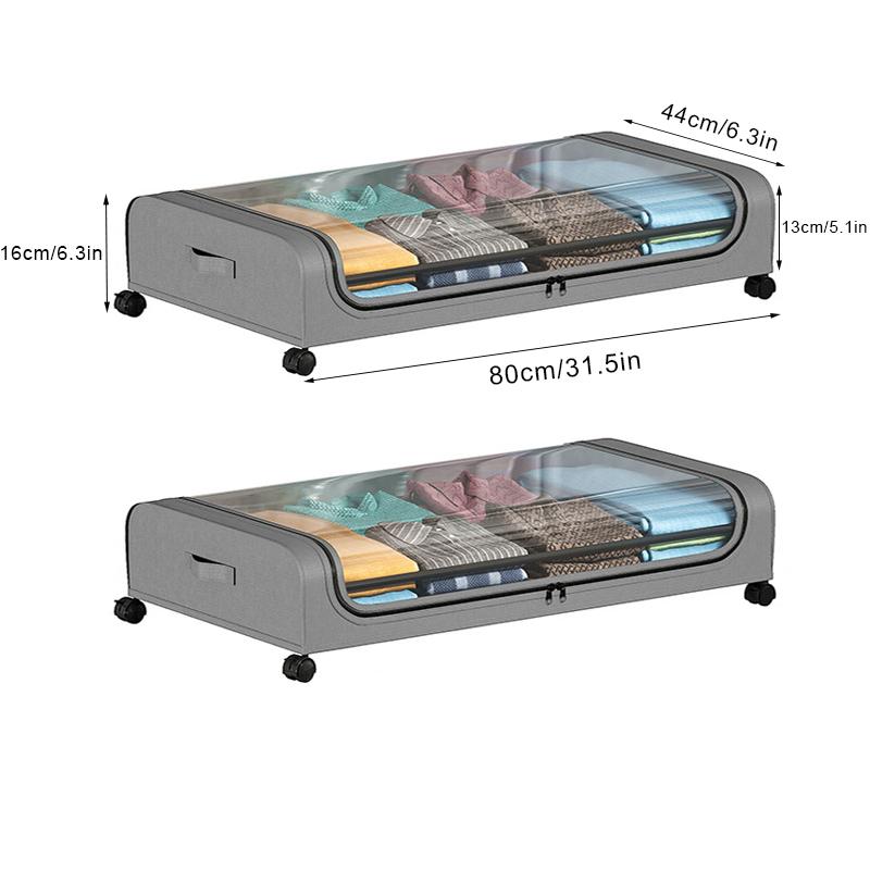 Under Bed Storage Box with Wheels Large Capacity Dust Proof Quilt Clothes Storage Bag Bedroom Toy Sundries Pulley Organizing Box