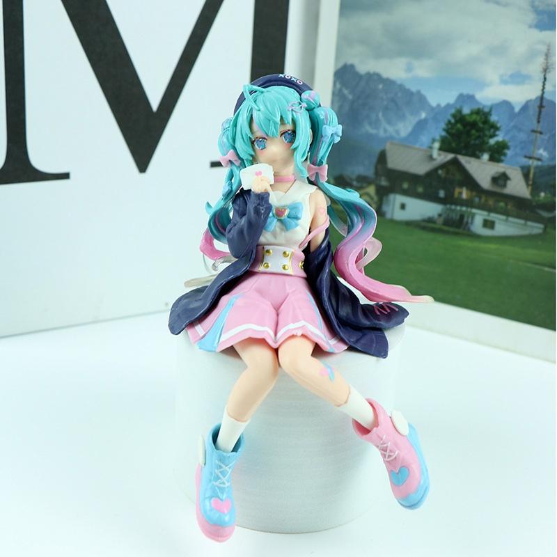 Cute Pink Sitting Pose Hatsune Miku Pvc Figure For Teens