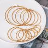 30-80Mm Big Simple Classic Hoop Earrings For Women Girls Circle Stainless Steel Earrings Gold  Color Round Earings Gift