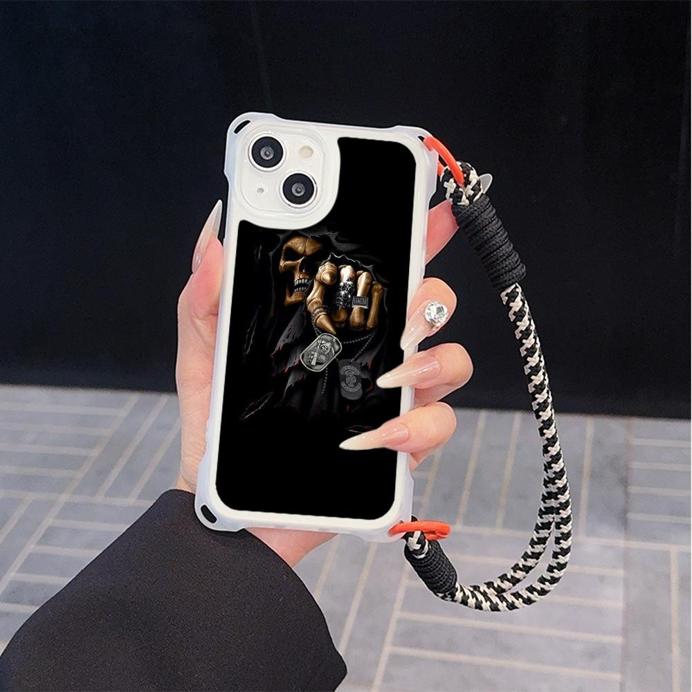 Ae80 Gesture Greeting Design Art Soft Phone Cases for iPhone 16 15 14 13 12 11 Pro Max 8 Plus XR with Wrist Strap Lanyard Corner Protection Back Cover