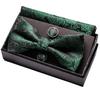 [JEMYGINS] [Jemygins Men's Bow Tie, Dark Green, 2-piece Silk Paisley Pattern, Formal, Business, Wedding, Gift, Cufflinks, Handkerchief Set (15)]