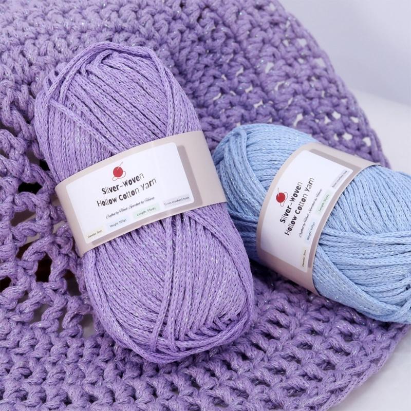 Hollow Craft Yarn for Crochet Hat and Handmade Bags, Flexible Knitting Yarn Roll for DIY Handbags and Weaving Project