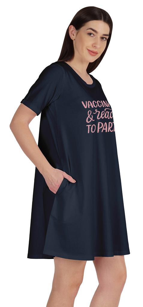Inkmeso Vaccinated & Ready To Party T-Shirt Casual Scoop Neck Tunic With
