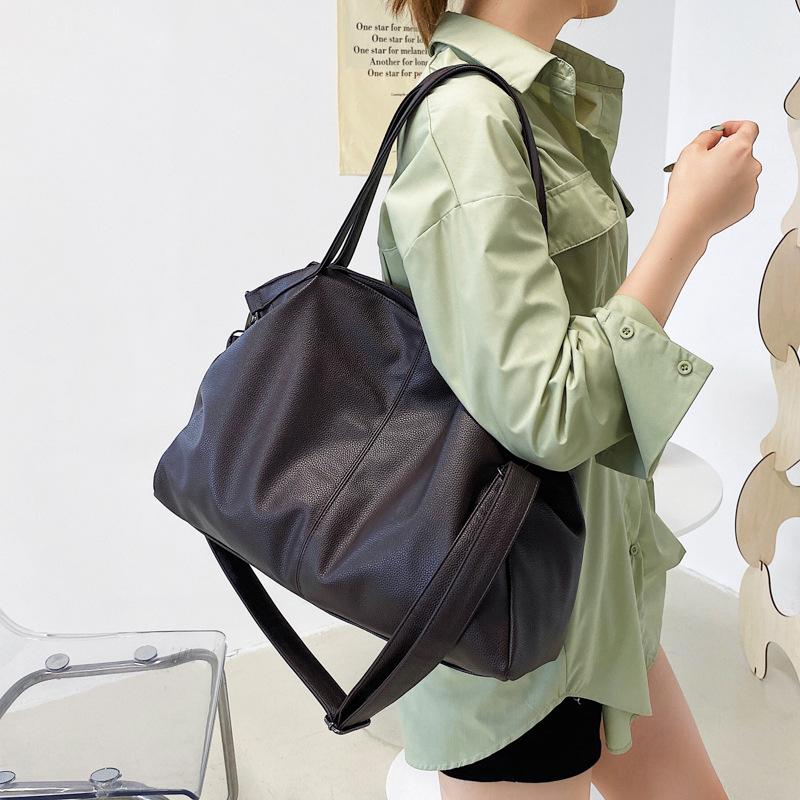 Shoulder bag simple versatile soft PU messenger bag commuting solid color large capacity underarm hand carry tote bag