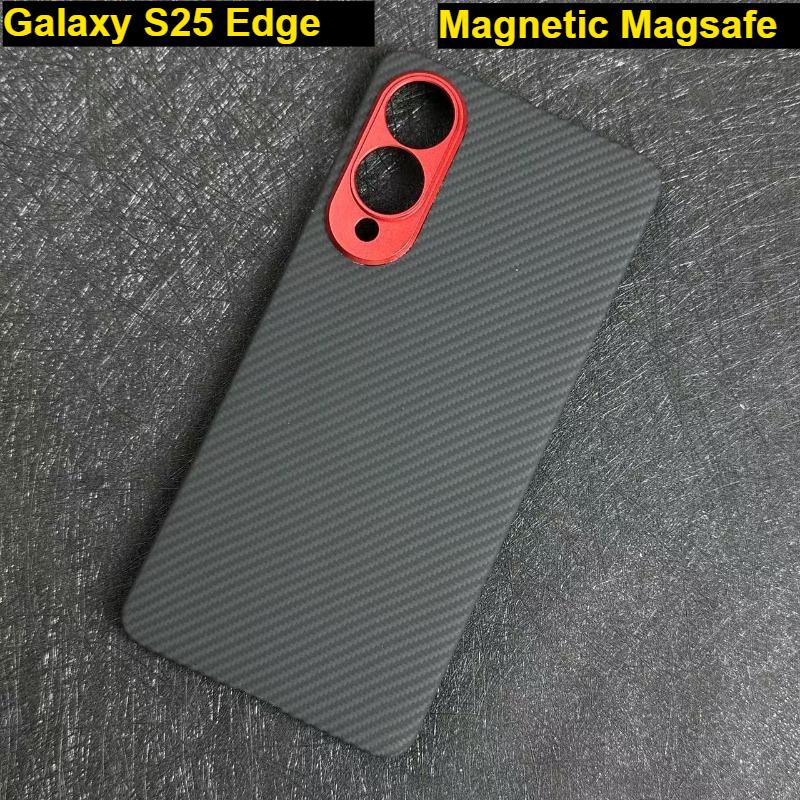 Ultra Thin Lightweight Slim Case for Samsung Galaxy S25 Edge Aramid Fiber Protective Cover Magnetic Carbon Fibe