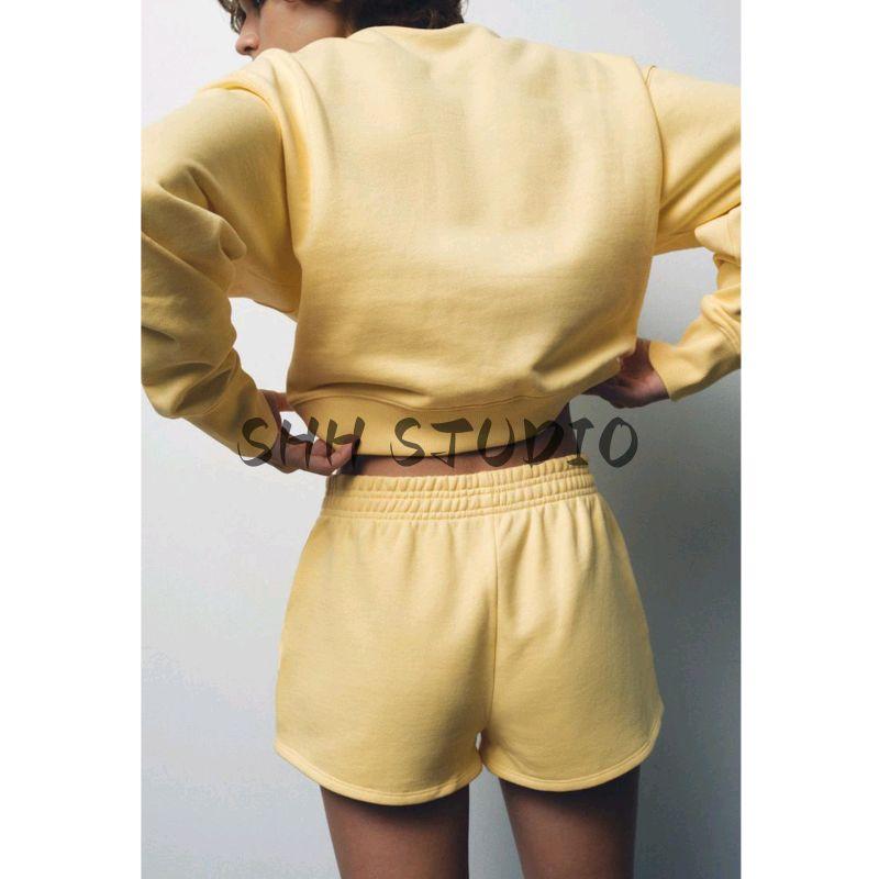 New Fall Women's Clothing Two-piece Set Embroidered Sweater 4174113 Printed Embroidered Flannel Shorts 4174114
