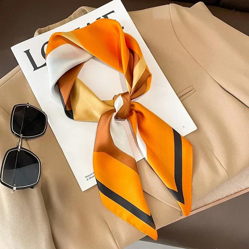 Luxury Silk Shawl Square Scarf for Women Satin Hijab Fashion Wraps Neckerchief Female Hair Bands Ribbon Headband Bandana