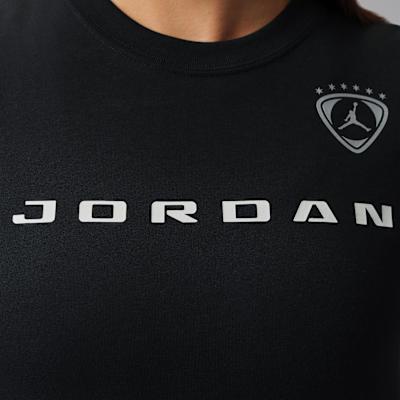 Women's Jordan T Shirts Women's Black Crew Neck Moderate