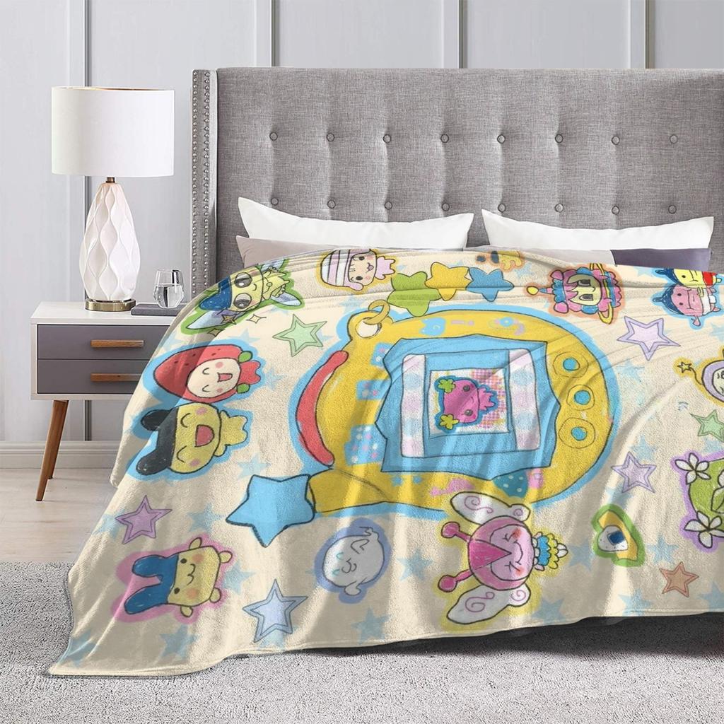 Tamagotchis Cartoon Blankets Fleece Electronic Pets Ultra-Soft Throw Blankets for Bedding Couch Bedspread
