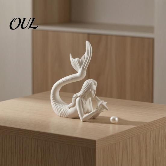 Micro Landscape Decoration 3D Printed Mermaid & Starfish Figurine, Exquisite Sculpture, Ocean Ornament for Fish Tank Theme Desktop Home Office