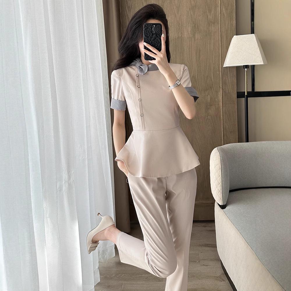 Women's High-End Professional Salon & Hotel Reception Summer Workwear Set