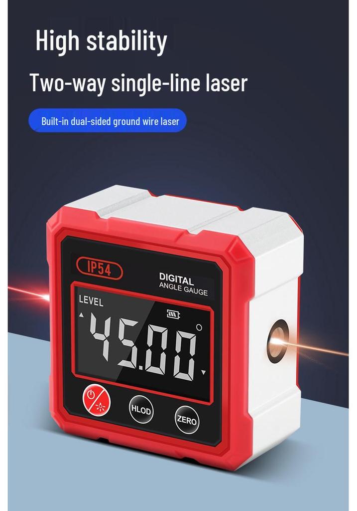Digital Display Dual Laser Inclinometer with Four-Sided Magnet
