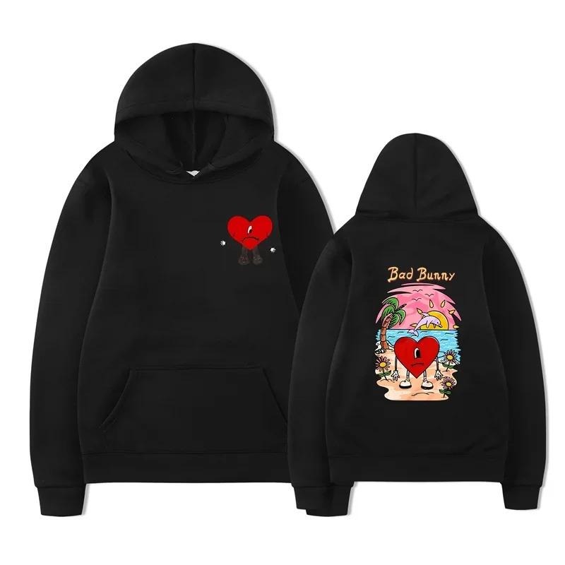 

Bad Bunny unisex hoodie with front and back printed sweater pattern Sin TI summer streetwear winter S
