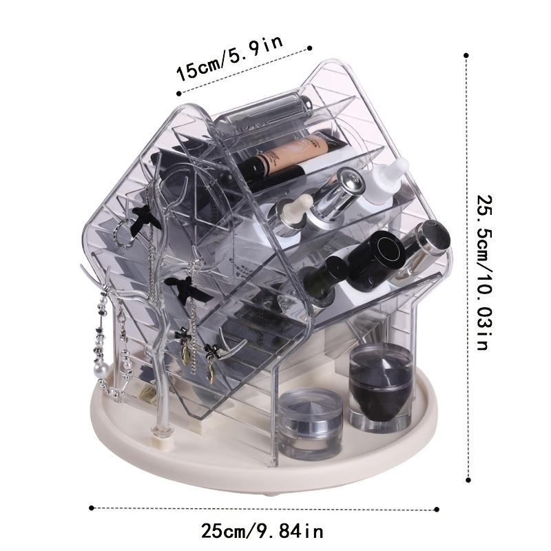 360Degree Rotating Makeup Organizer Transparent Cosmetic Storage Box Brush Holder Jewelry Display Rack Bathroom Organization