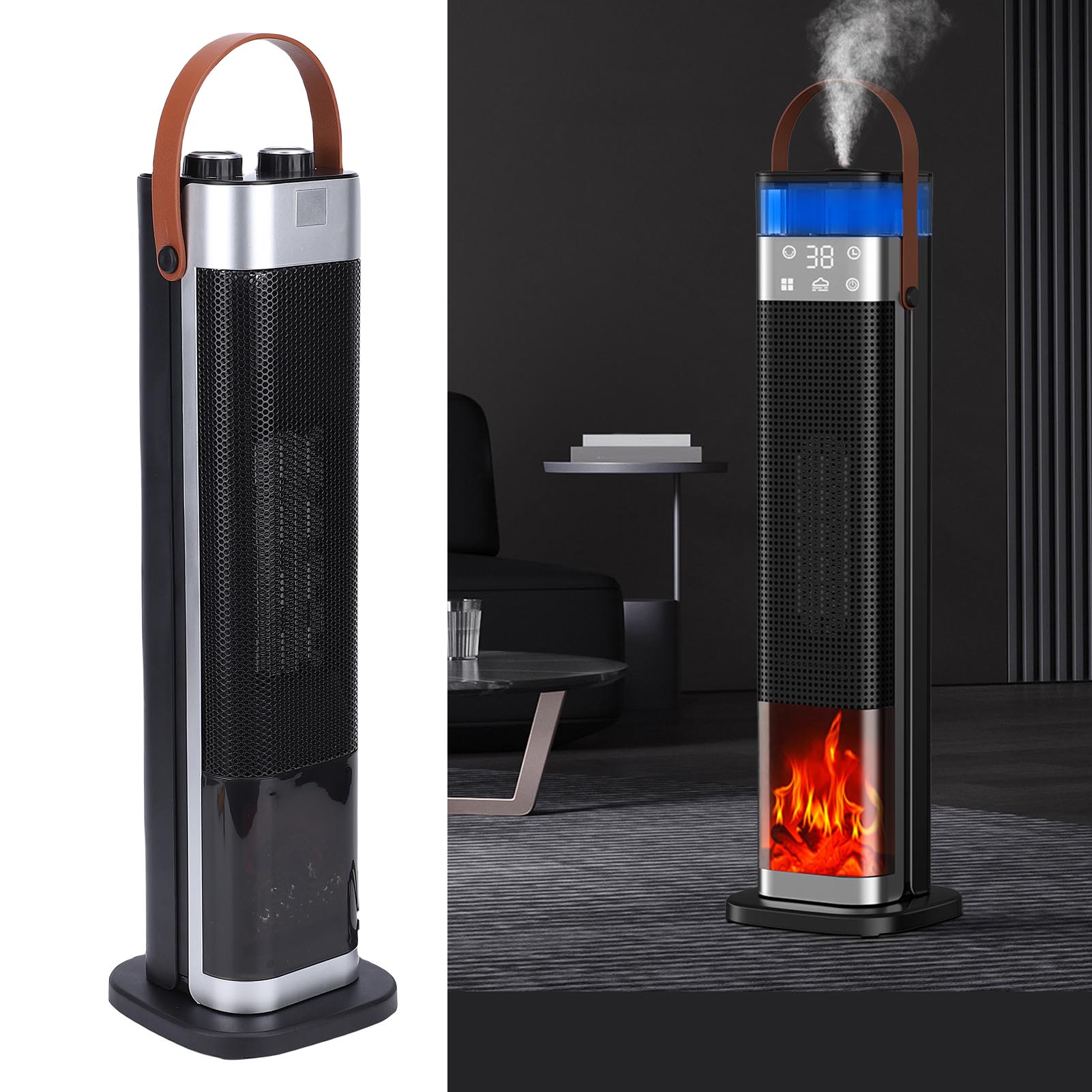 Konnwei Unisex Space Heater Large Room Electric Heater With 12H Timer Oscillating Tower Heater 3D Effect For Indoor Bedroom