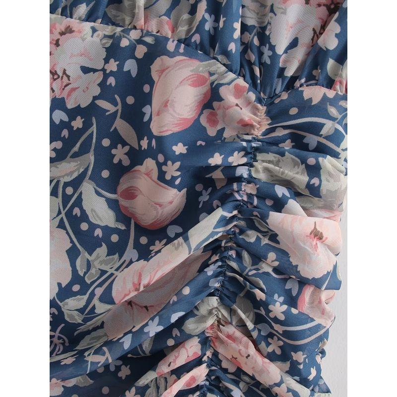 Kaslead New Arrival Women's Clothing Fashion Style Fashion Casual Floral Pleating Sleeveless Dress