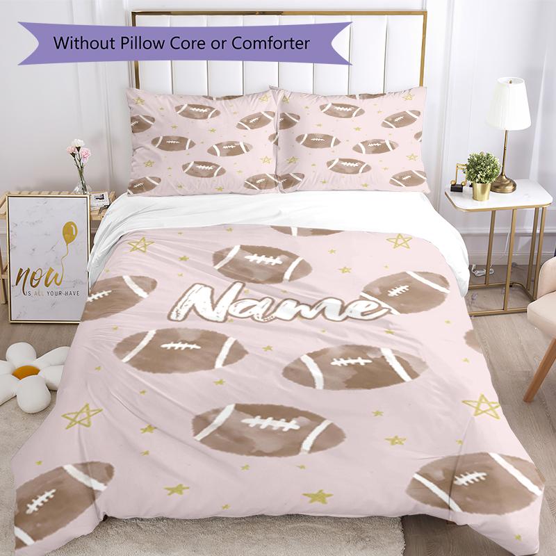 3pcs Custom Name American Football Bedding Set Duvet Cover Closure Includes 1 Duvet Cover & 2 Pillowcases, Soft and Comfortable for All Seasons.
