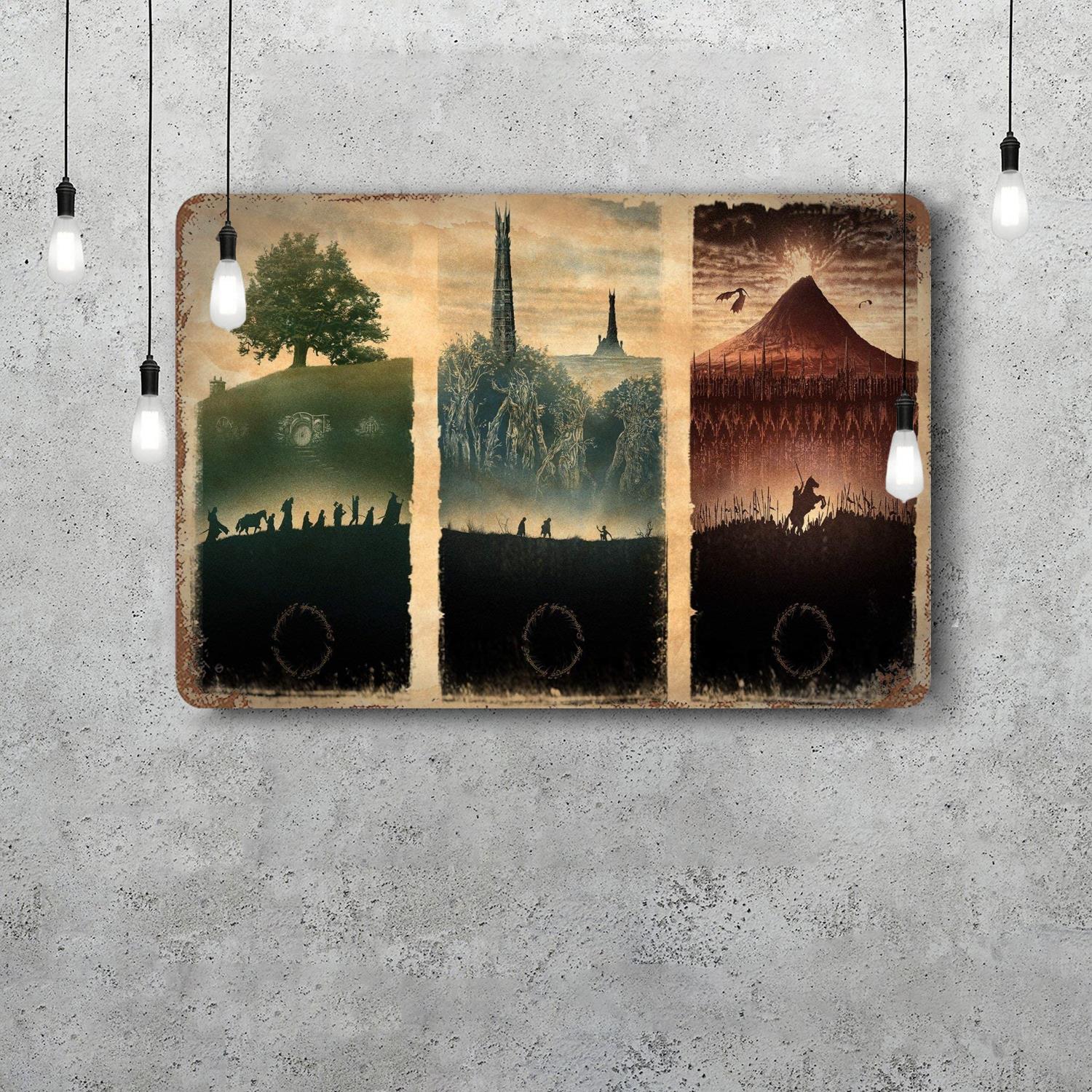 

map of middle earth Metal Signs wall decor Vintage Tin Signs Captain Metal Poster Decor for Bar Pub Club Wall Decoration 20x30cm（7.8x11.8inch）
