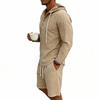 Men's Casual Long-sleeved Tooling Shirt Multi-pocket Shorts Set