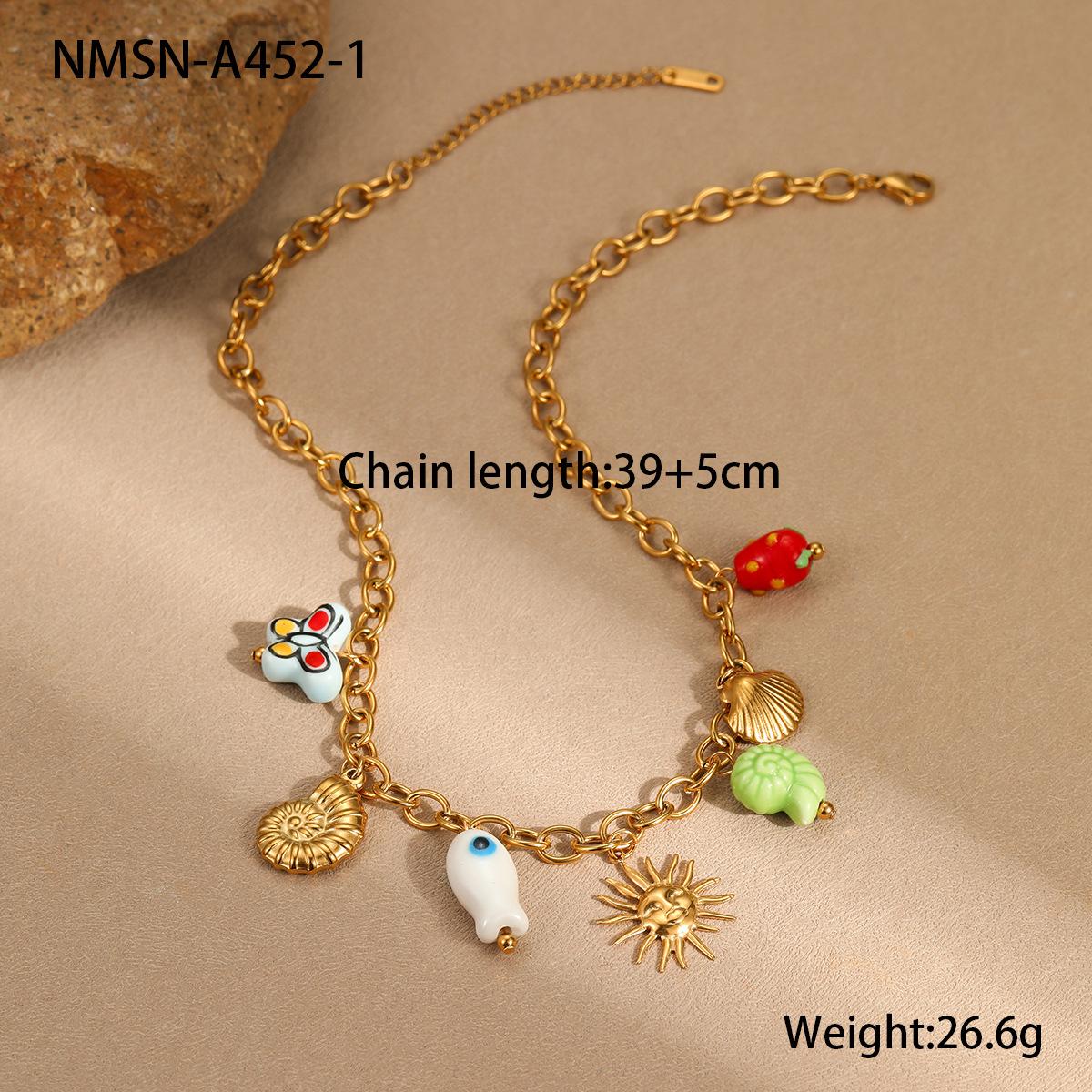 GEMCHIC Women s Ocean Beach Vacation Stainless Steel Necklace with Seashell and Sun Charms 18K