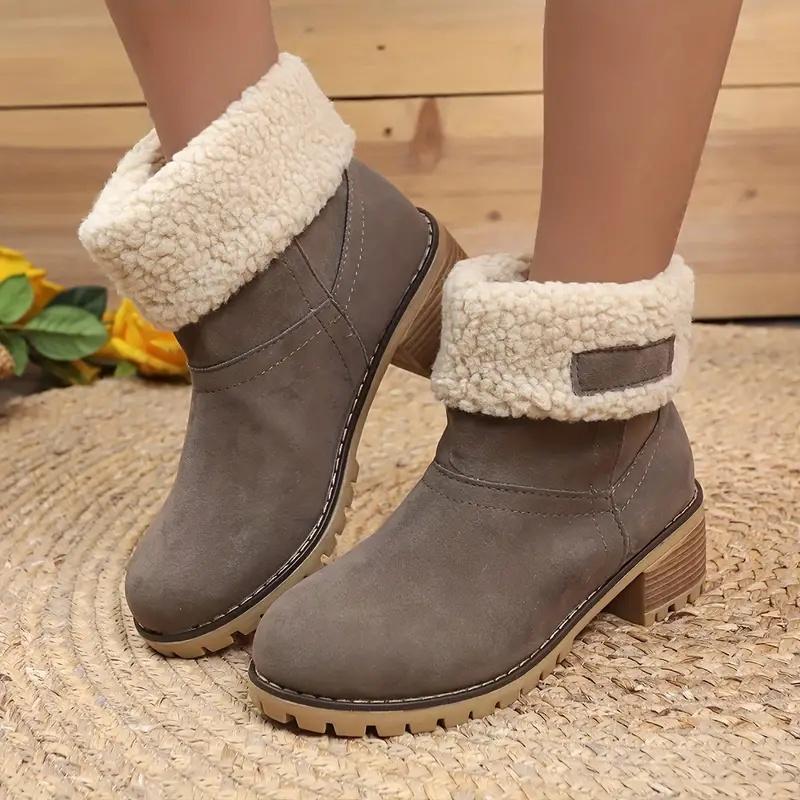 Winter Fashion Casual/Comfortable Fashion Boots Plus Velvet Warm Square Heel Round Toe Solid Color Women's Boots Knight Boots