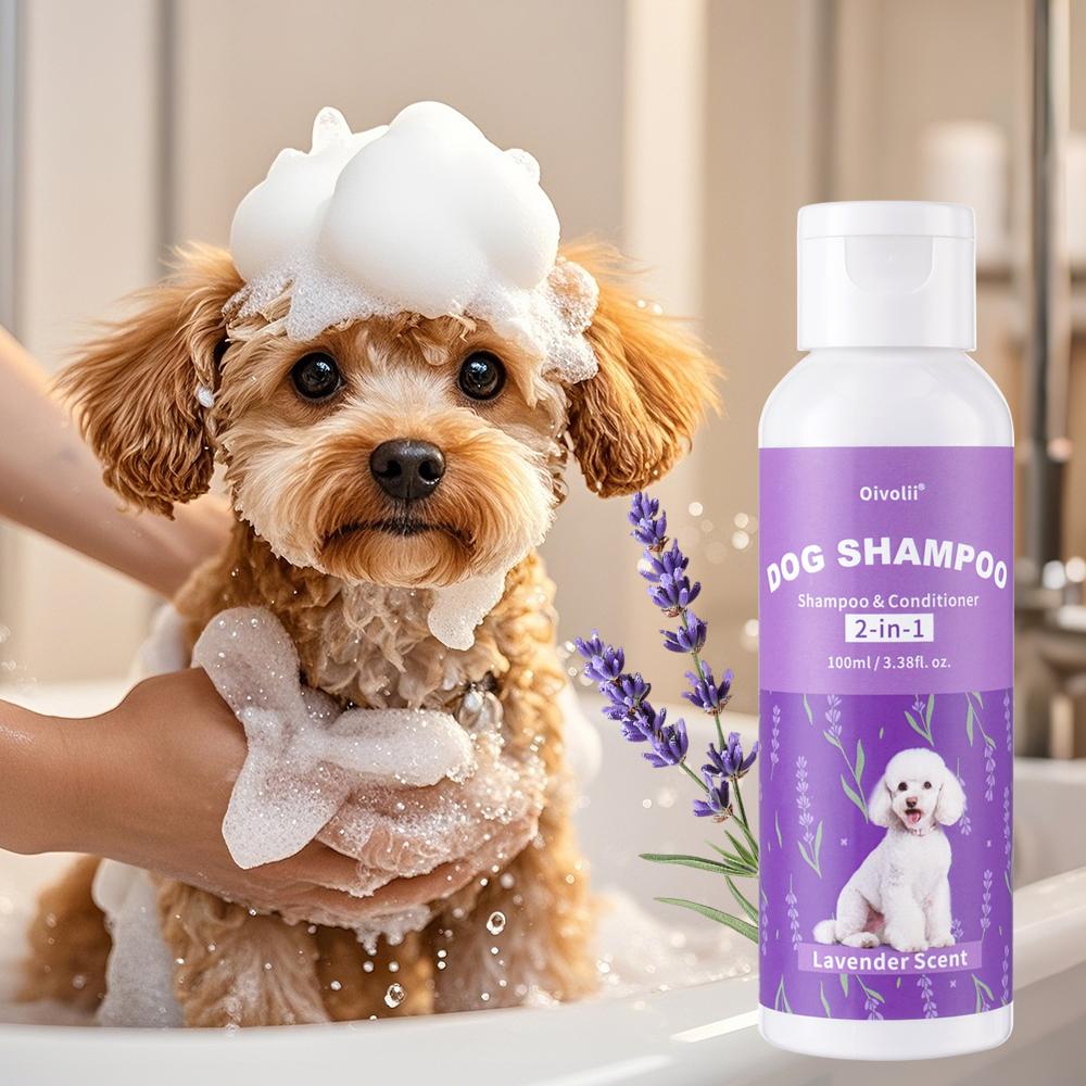 Haustier-Shampoo & -Spülung 2-in-1 Lavendelduft Erfrischend Glänzendes Fell für Alle Haustiere