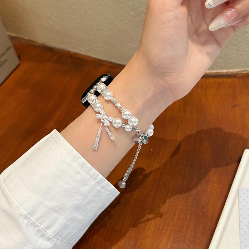 Pearl Bow Watch Band for Apple S11, SE, iWatch 109876, Huawei GT6, Xiaomi 9Pro