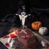 3 Pcs Halloween Cupcake Toppers Spooky Pumpkin Ghost Wooden Cupcake Pick for Halloween Theme Baby Shower Birthday Party Cake Decoration