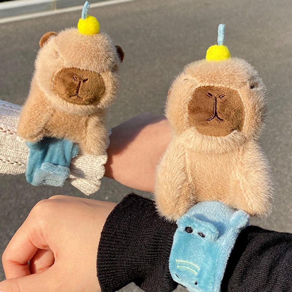 Plush Capybara Slap Bracelets Cartoon Huggers Slap Toy Funny Interactive Toy  for Kids Gift