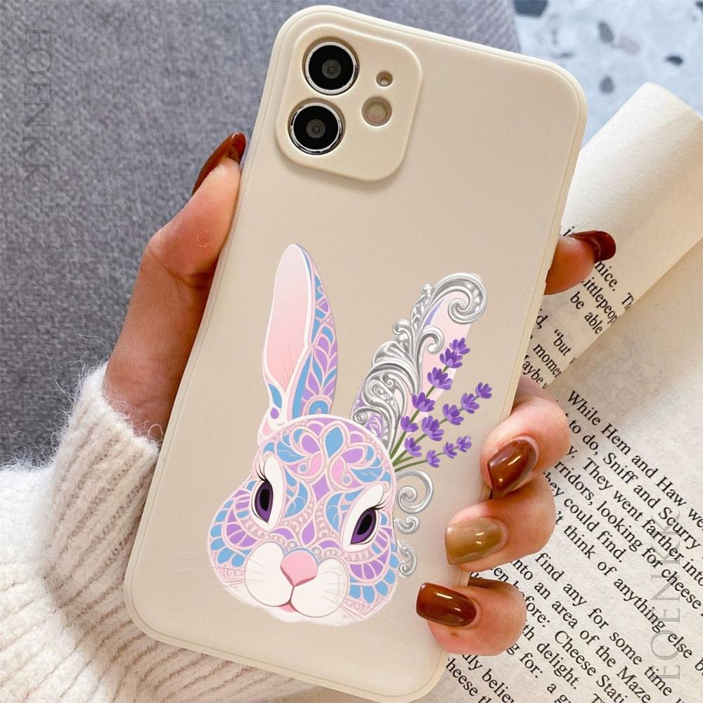 Adorned Pink Bunny Art Phone Case For Xiaomi Redmi Note 14 13 12 11 10 9 8 7 Pro Plus Protective TPU Soft Cover