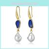 Elegant Pearl Drop Earrings With Geometric Alloy Design Perfect For Fashionistas