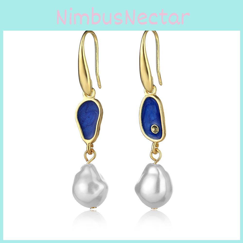 Elegant Pearl Drop Earrings With Geometric Alloy Design Perfect For Fashionistas