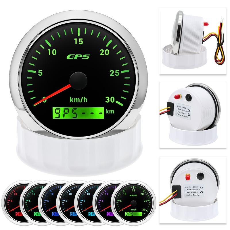 85MM GPS Speedometer Gauge For Motorcycle Marine Boat Truck 30~200 Kmh Speed Gauge Meter With GPS Antenna 7 Color LED Backlight