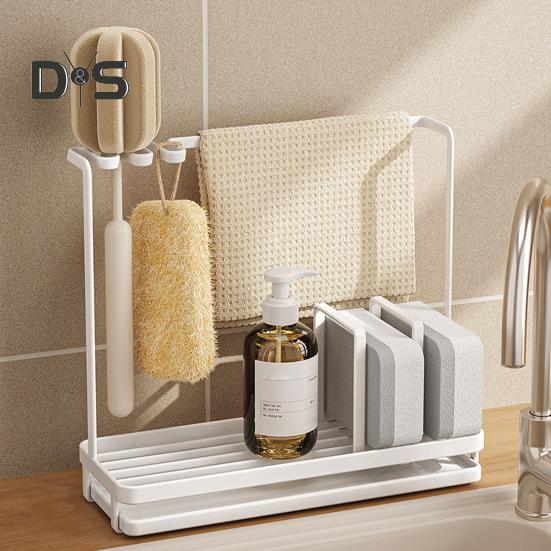 Storage Rack Sponge Holder Sturdy Construction Strong Load-bearing Kitchen Bedroom Dish Soap Dispenser with Removable Tray