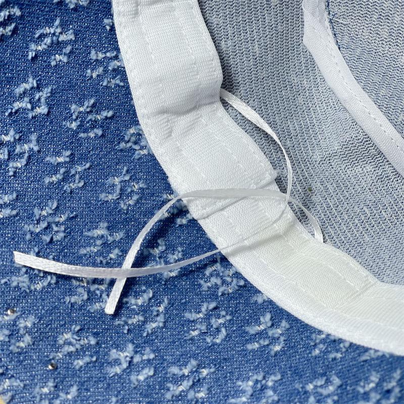 New Retro Washed Denim Pearl Bucket Hat Women's Autumn and Winter Bucket Basin Hat Children