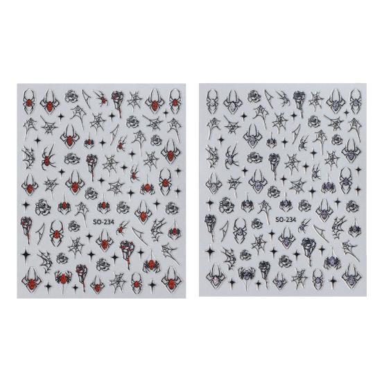 1 Sheet Halloween Spider Nail Art Sticker Waterproof Self-adhesive Gothic Spooky Spiderweb Women Fake Nail Decoration Decal