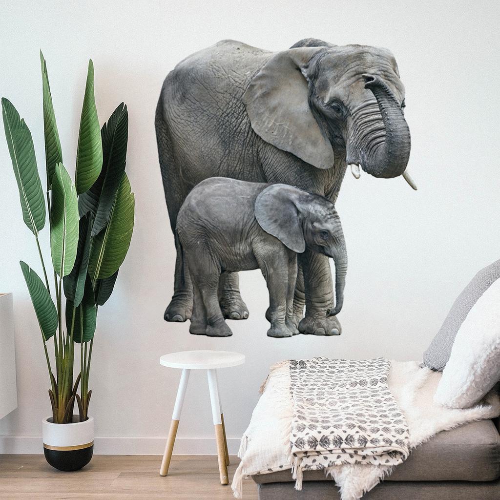 Realistic Elephant Wall Stickers for Bedroom Living Room Nursery Kids Room Home Decor Wall Art Vinyl Decals Peel and Stick Removable