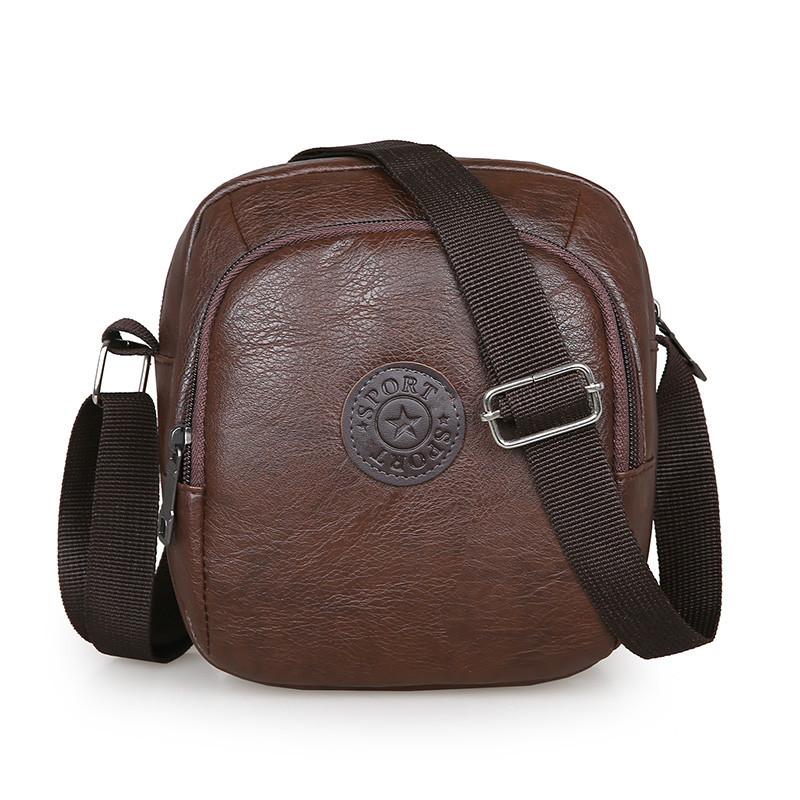 

1 шт. Мужская сумка через плечо из искусственной кожи, маленькая сумка-мессенджер, мужская сумка-портфель в стиле ретро Vertical кофейный