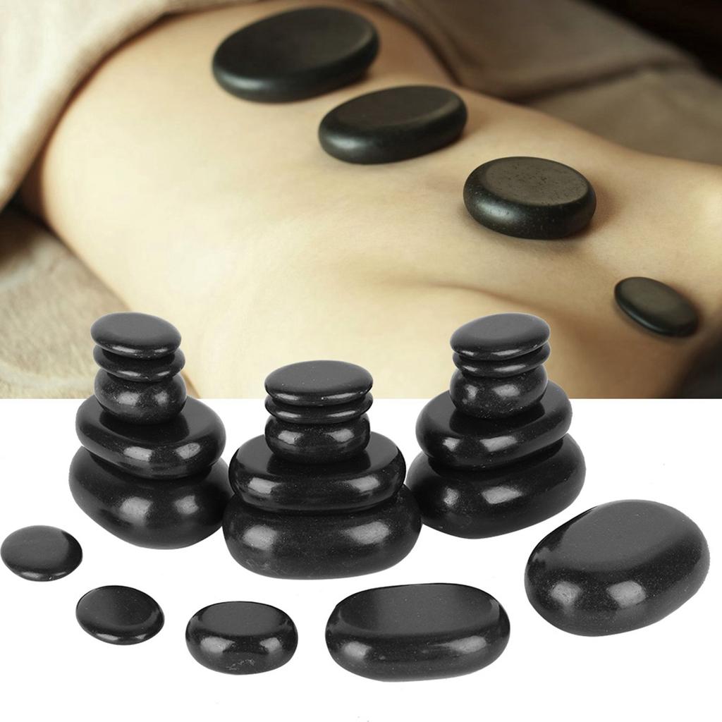 20Pcs/Set Hot Spa Black Basalt Oval Shape Stone Essential Oil Pedicure Massage