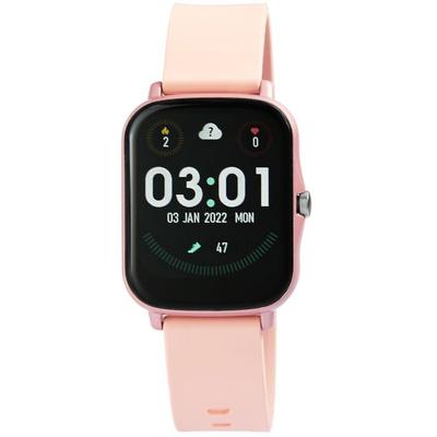 Reloj inteligente - TIMETECH - Rectangular 36 mm - Correa de silicona rosa - Pantalla digital - Prot. Salpicaduras